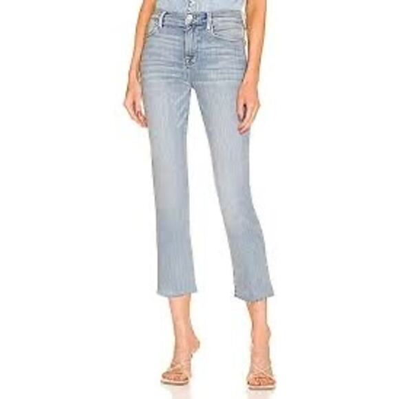 FRAME Le High Straight Raw Edge Crop Jean Size 29 in Alemany Light Wash - Picture 1 of 10
